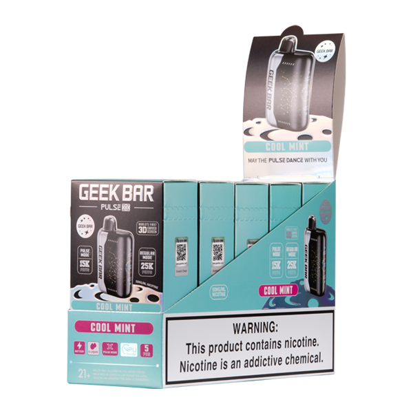 5 pack of Cool Mint Geek Bar Pulse X 25K