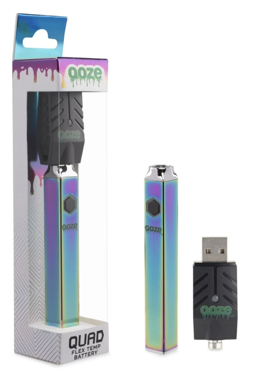 Ooze Quad 510 Thread 500mAh Square Vape Pen Battery + USB Charger